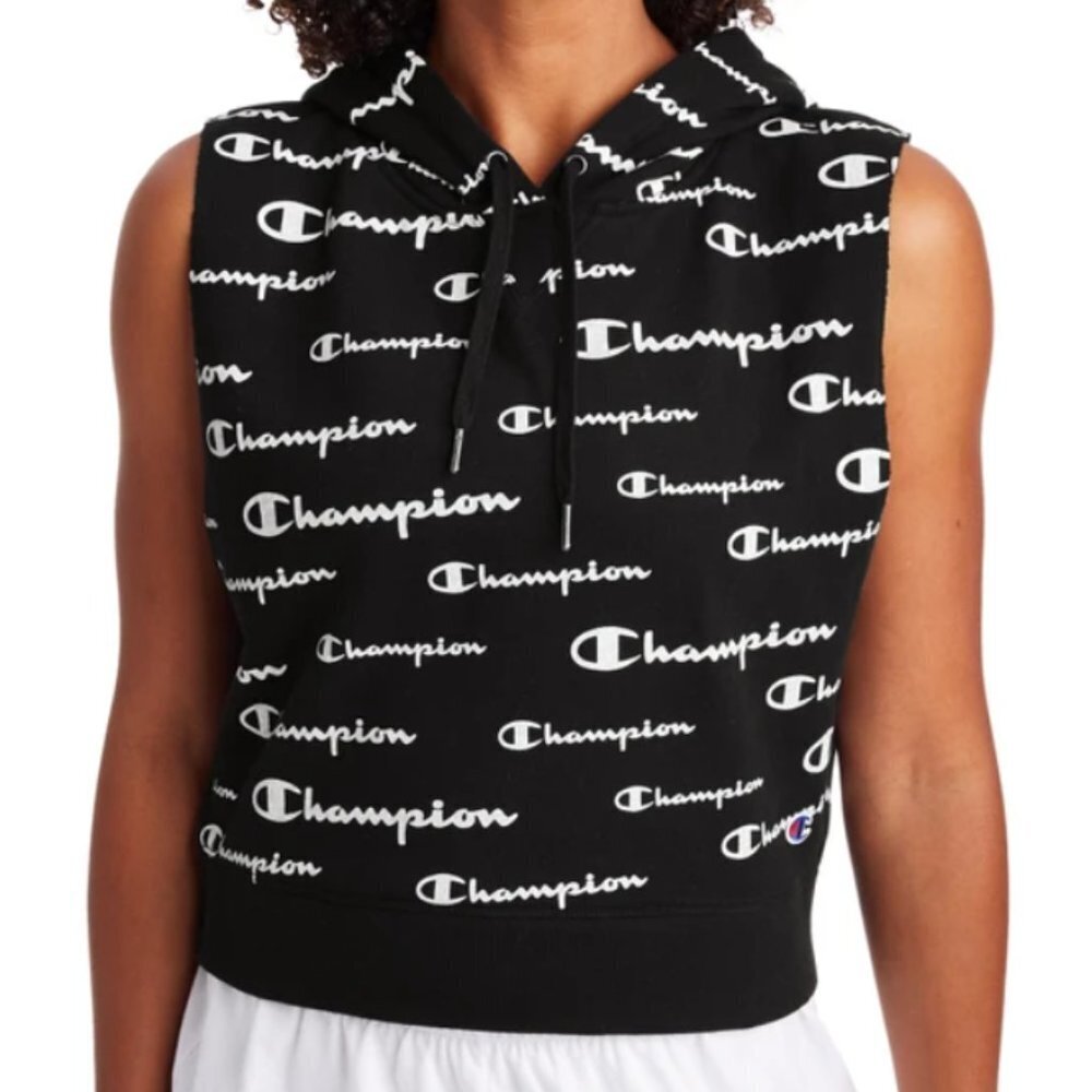 Champion Campus Sleeveless French Terry Print Hoodie size S